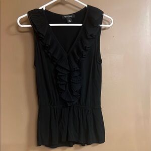 Black Ruffled Sleeveless Top